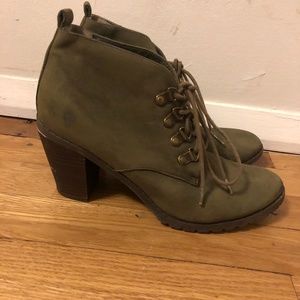 Olive lace-up ankle boots